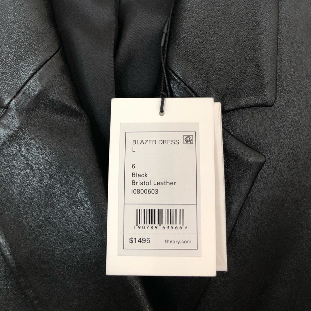 NWT Theory: Double-Breasted Bristol Leather Blazer Dress - Picture 11 of 15